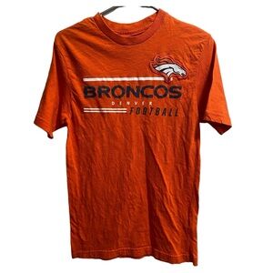 Lot of 3 Men’s Denver Broncos Football T-Shirts, 2 Orange sz Sm,  Blue sz. Med‎